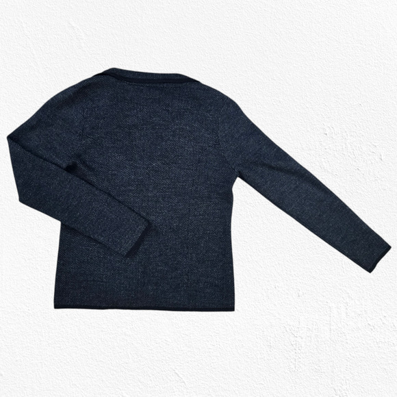 Tahari Gray Herringbone Asymmetrical Zip Wool Blend Moto Jacket Size Large - Picture 7 of 7